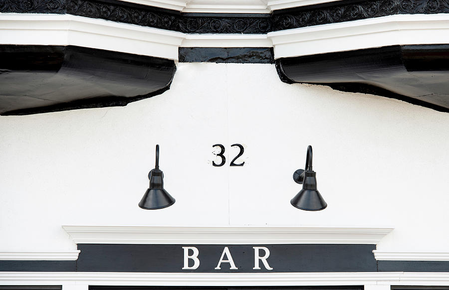 Black And White Bar Entrance Photograph by Gary Slawsky
