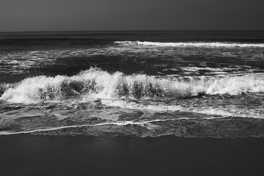 Black and white beach 3- Art by Linda Woods Photograph by Linda Woods