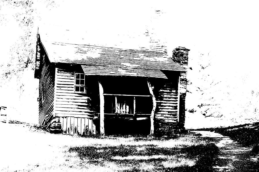 Black And White Brinegar Cabin Photograph