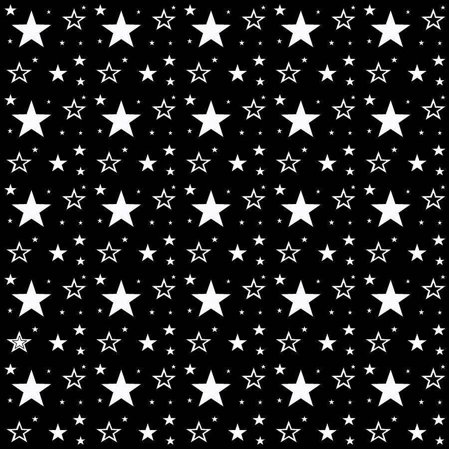 Black And White Celestial Little Stars Pattern Digital Art By Sandra Polat