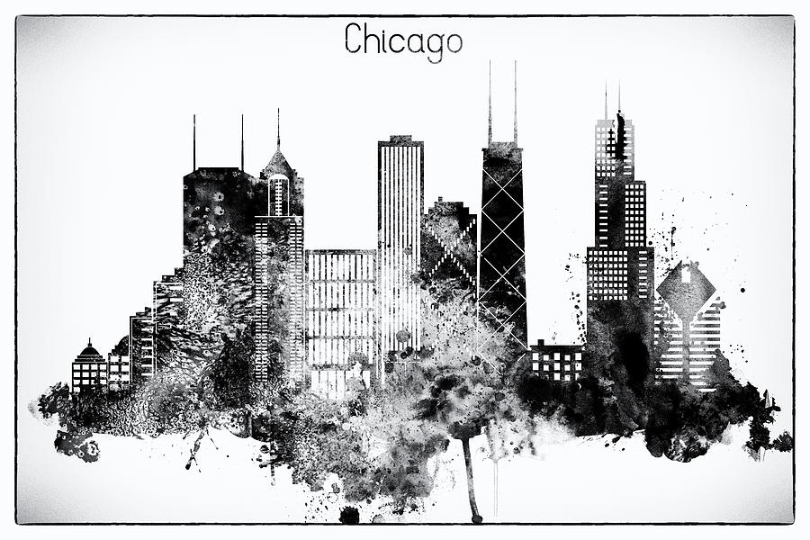 Black And White Chicago City Skyline Digital Art by Dim Dom | Fine Art