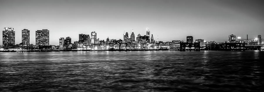 Black and White Cityscape - Philadelpia Waterfront Photograph by Bill Cannon
