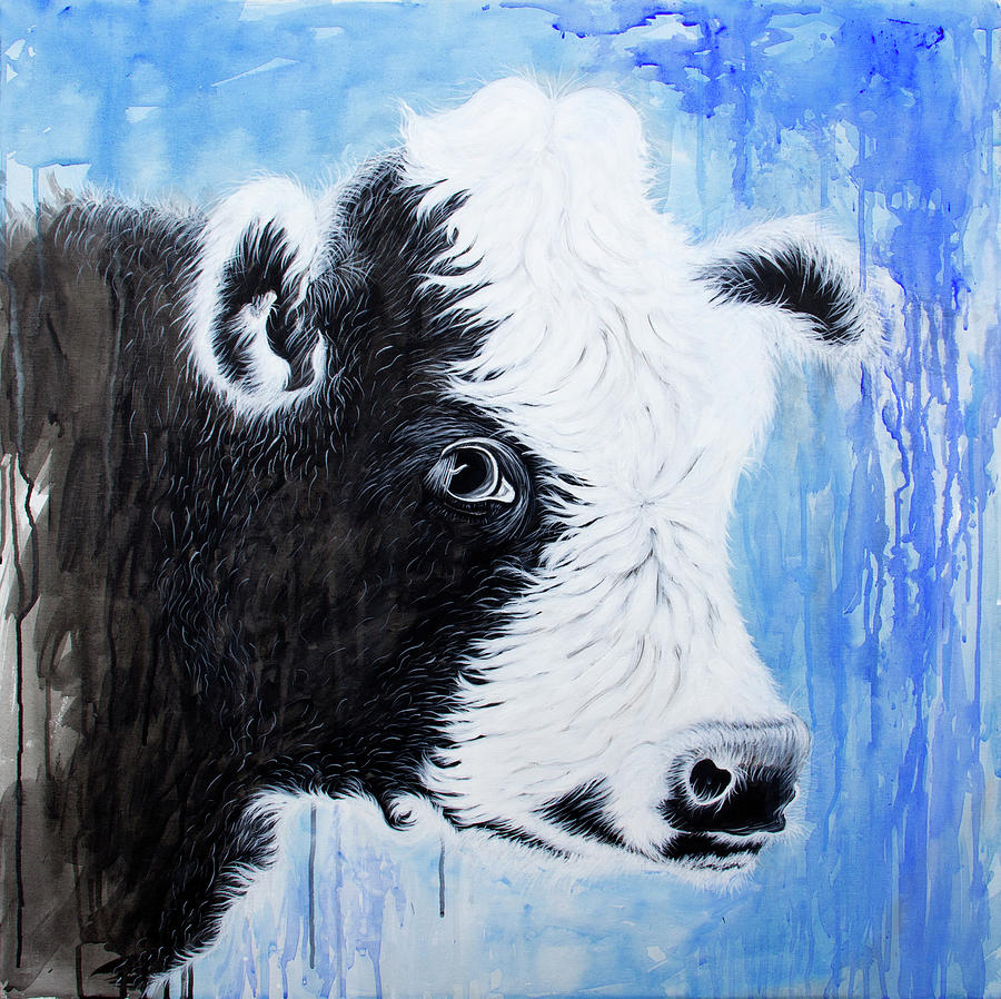Black And White Cow Painting - Black And White Cow by Michelle Faber