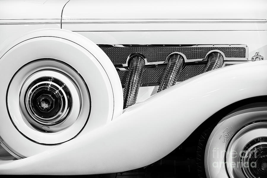 Black and White Duesenberg Details Photograph by Dennis Hedberg