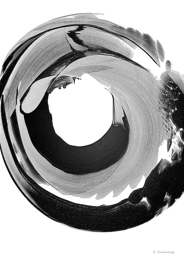 Black And White Enso - Black Beauty 42 - Sharon Cummings Painting by Sharon Cummings
