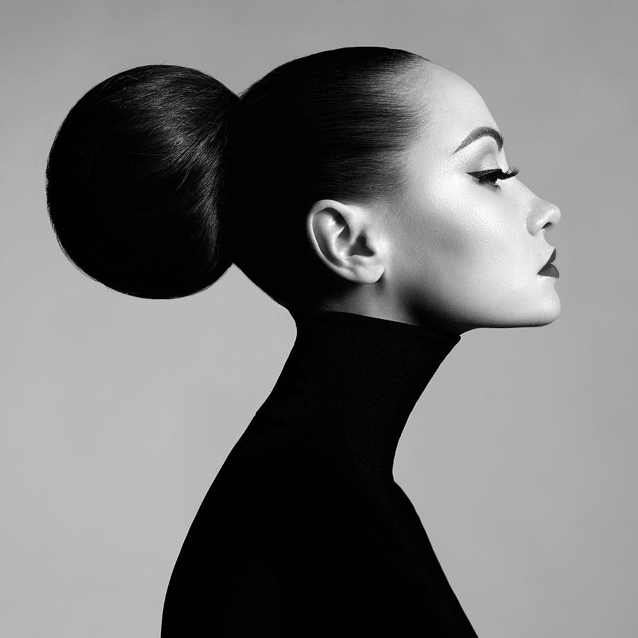 Portrait Photograph - Black And White Fashion Art Studio by Nadezda Korobkova
