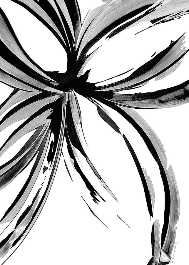 Black And White Painting - Black And White Flower - Black Beauty 45 - Sharon Cummings by Sharon Cummings