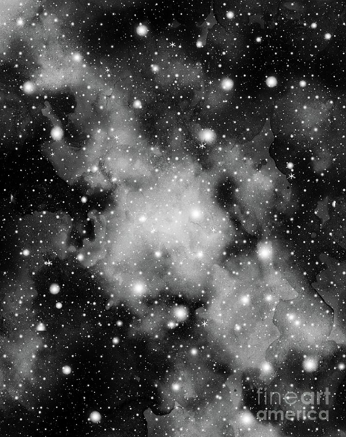 Abstract Digital Art - Black and White Galaxy Nebula Dream #1 #decor #art  by Anitas and Bellas Art