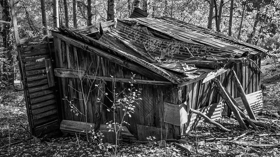 Black And White Ghost Town House Photograph
