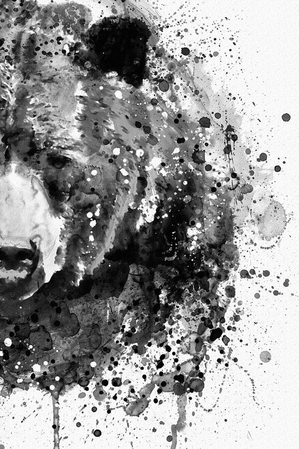 Black And White Half Faced Grizzly Bear Painting by Marian Voicu