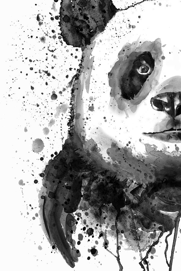 Black And White Half Faced Panda Painting By Marian Voicu
