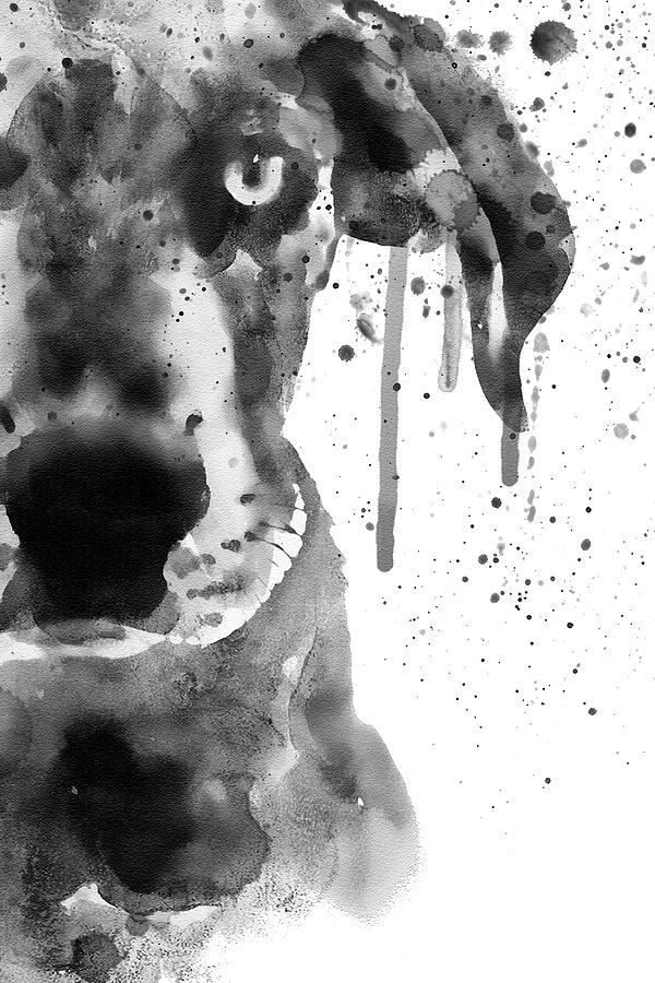 Black And White Half Faced Puppy Painting by Marian Voicu
