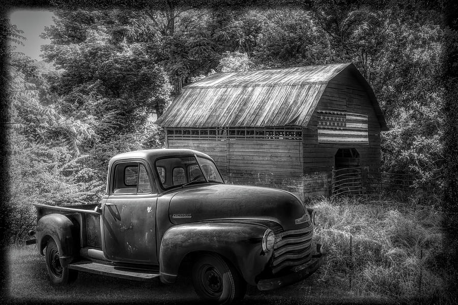 Black and White in the Country with Border Photograph by Debra and Dave Vanderlaan Fine Art