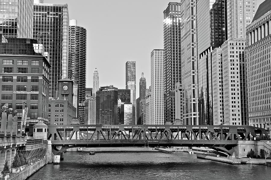 Black and White of Iconic Chicago View Photograph by Frozen in Time Fine Art Photography