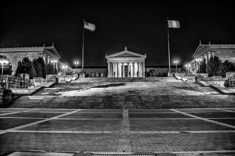 Black and White Philadelphia - The Rocky Steps Photograph by Bill Cannon