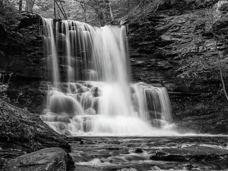 Black and White Photo of Sheldon Reynolds Waterfalls Photograph by Louis Dallara
