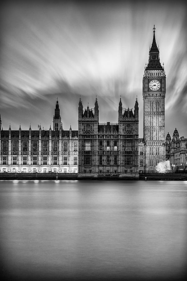 Big Ben Photograph - Black And White Photograph Of Big Ben by Mohana AntonMeryl