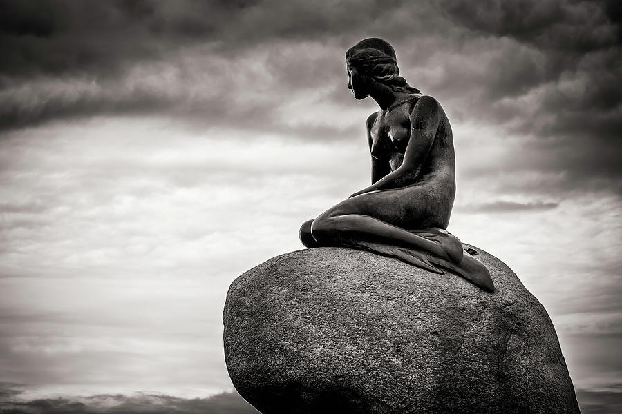 Black and White Photography - Copenhagen - The Little Mermaid Photograph by Alexander Voss