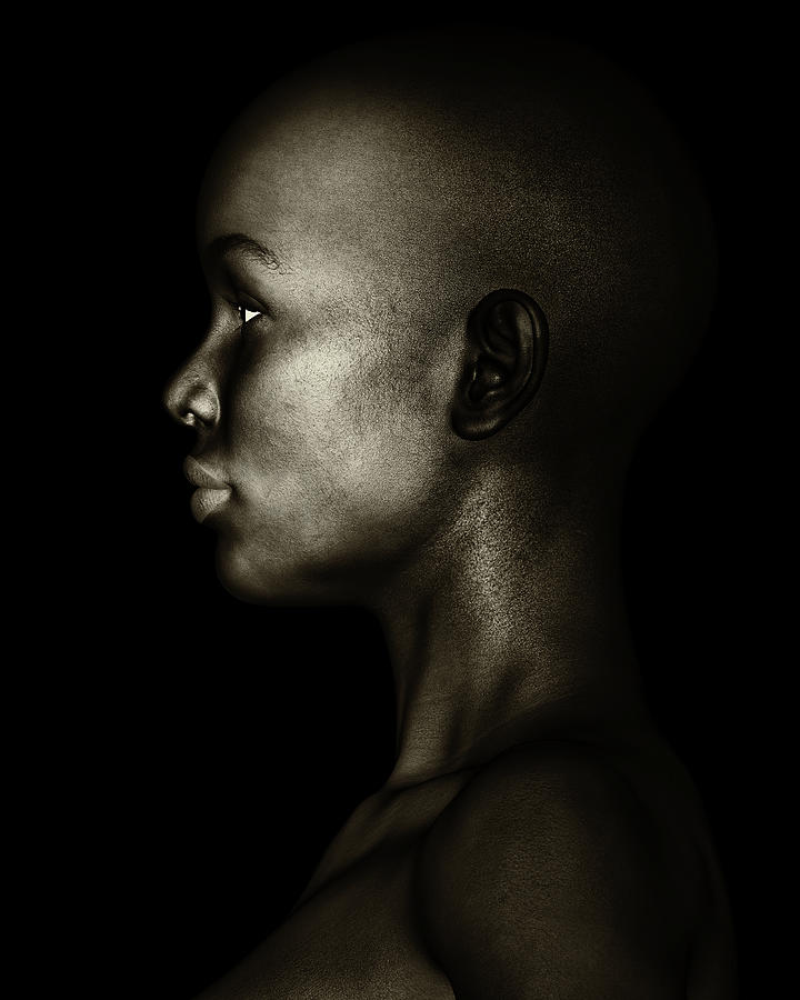 Black And White Profile Of An African Woman Photograph by Jan Keteleer
