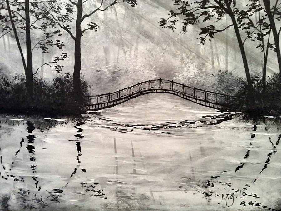 Black and White Reflection Painting by Mindy Gibbs