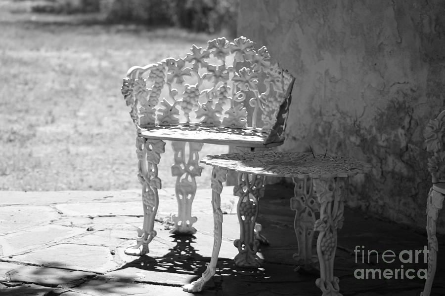 Black and White Seating Area Fort Stanton New Mexico Photograph by Colleen Cornelius