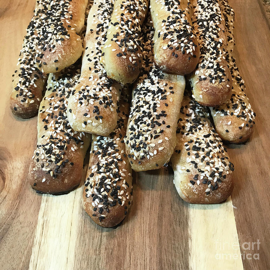 Black and White Sesame Seed Breadsticks Photograph by Amy E Fraser