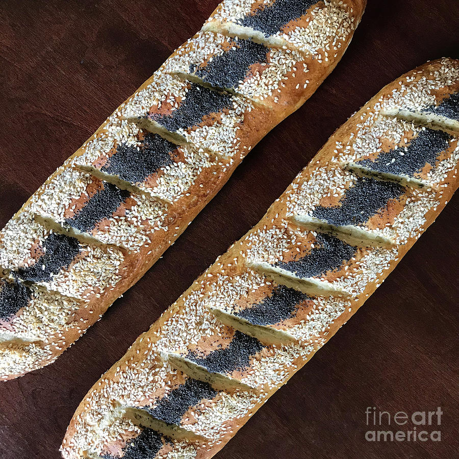 Black and White Sesame Seed Sourdough Italian Loaves Photograph by Amy E Fraser