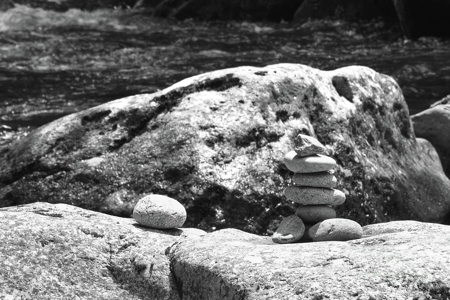 Black And White Stacked Stones Photograph by Phil Perkins