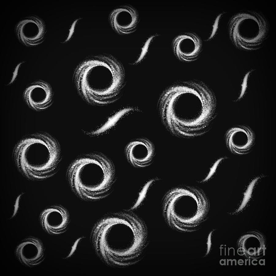 Black Digital Art - Black and White Swirls and Swoosh  by Rachel Hannah