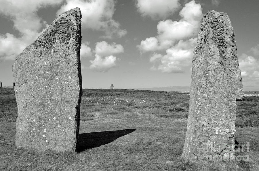 Landscape Digital Art - Black and White The Ring of Brodgar  by Eva Kaufman