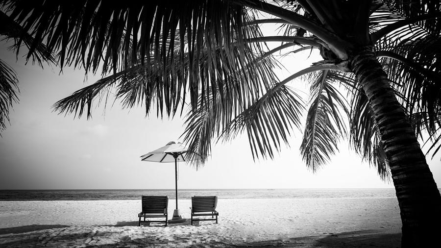 Summer Photograph - Black And White View Of Beautiful Beach by Levente Bodo