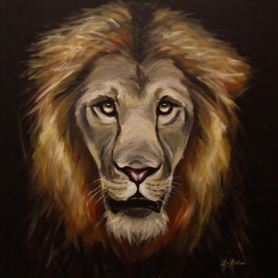 Black Background Lion Painting Painting by Hippie Hound Studios