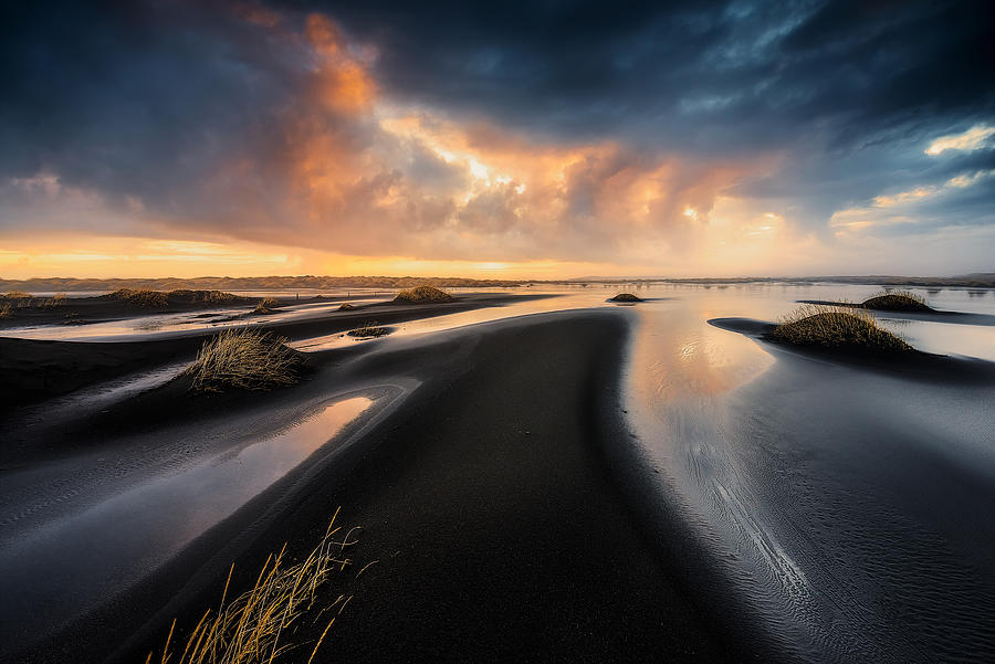 Sunset Photograph - Black Beach by David Martn Castn