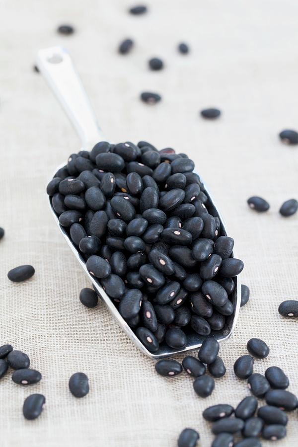Black Beans On A Metal Scoop Photograph by Lydie Besancon