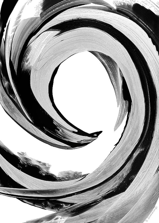 Black And White Painting - Black Beauty 32 Left Wave - Sharon Cummings by Sharon Cummings
