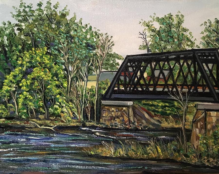 Black Bridge Spring Painting by Richard Nowak