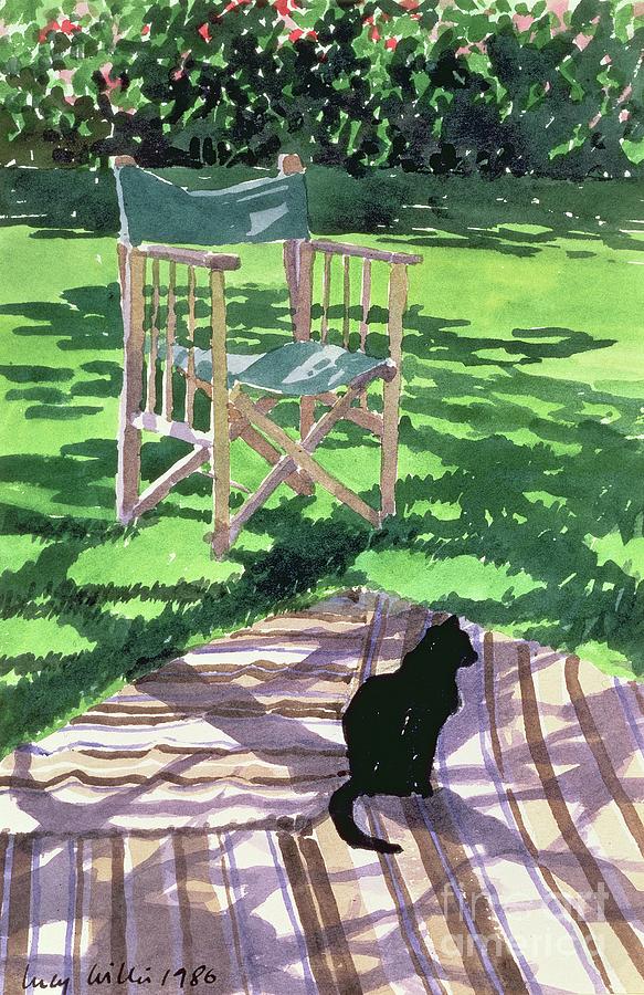Black Cat And Dappling Painting by Lucy Willis