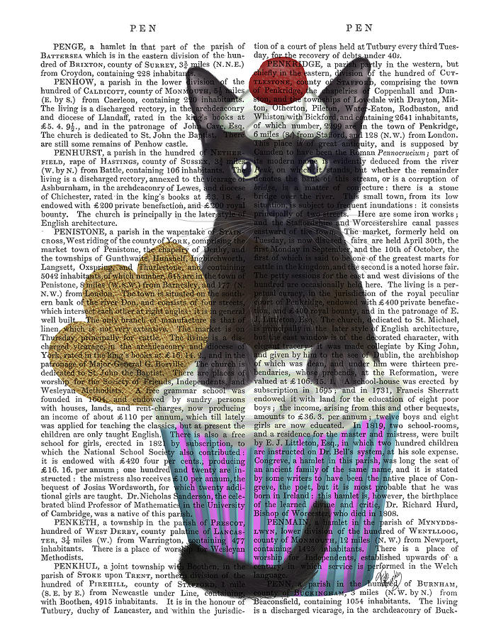 Cat Painting - Black Cat Cupcake Book Print by Fab Funky
