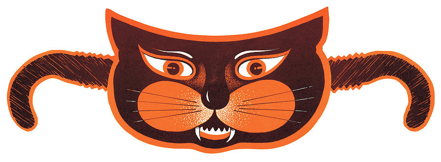 Halloween Drawing - Black cat eye mask by CSA Images