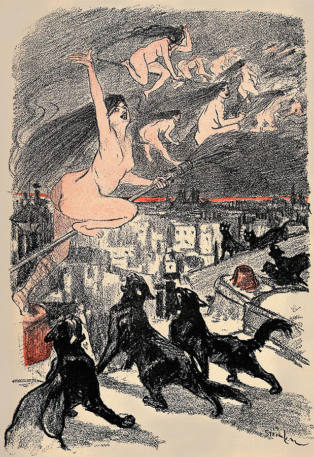 Black Cat Howl at the Witches Painting by Theophile Alexandre Steinlen