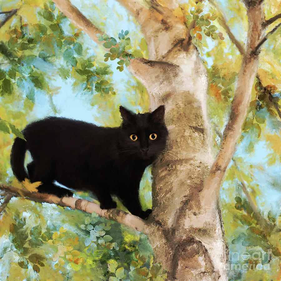 Black Cat in Tree by Anne Vis Black Cat in Tree by Anne Vis