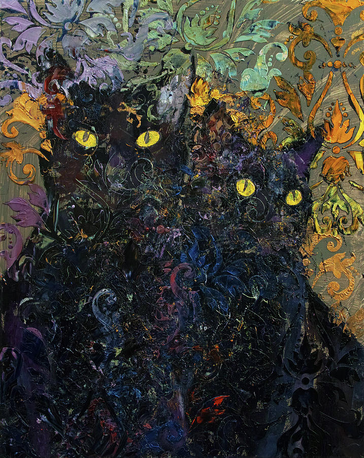 Black Cat Karma Painting by Michael Creese