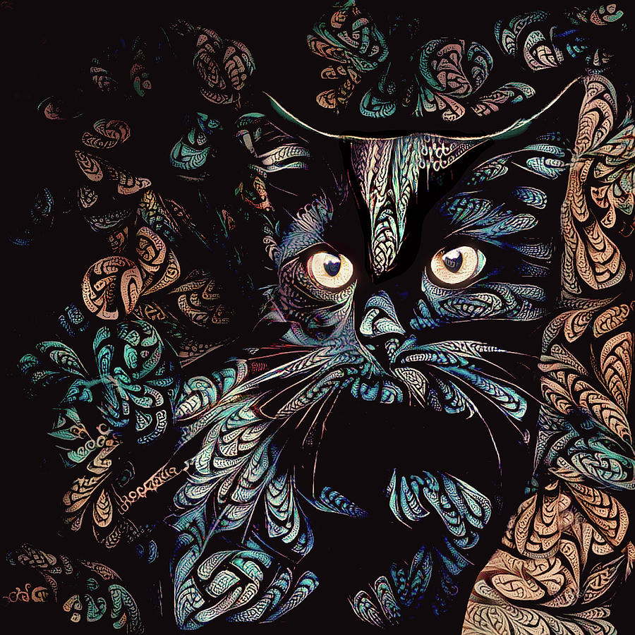 Black Cat Digital Art by Peggy Collins