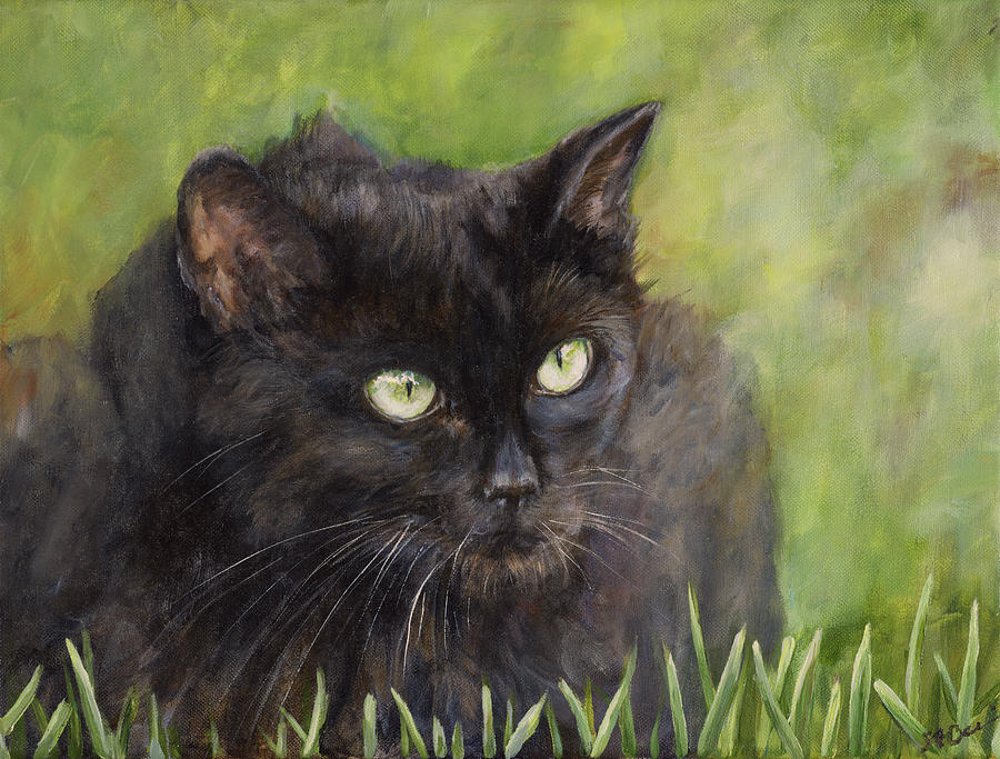 Black Cat Painting by Sarah Davis - Fine Art America