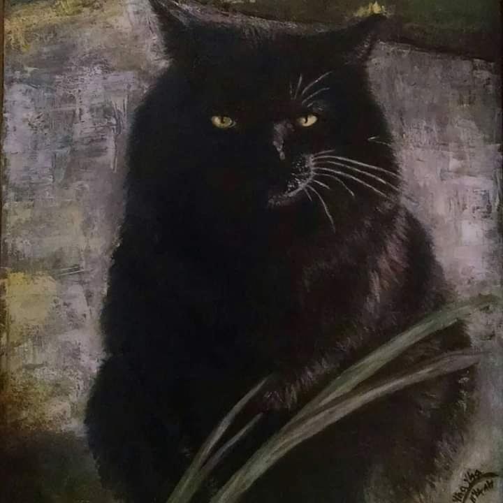 Black Cat Painting by Yhayha A Hargrove - Fine Art America