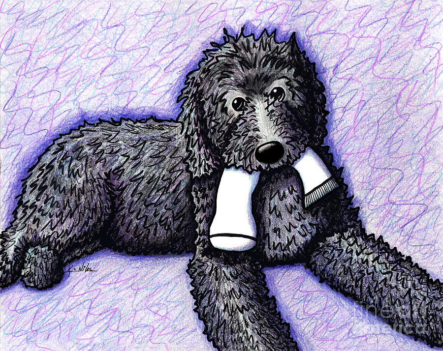 Doodle Drawing - Black Doodle With Sock by Kim Niles Doodle Drawing - Black Doodle With Sock by Kim Niles