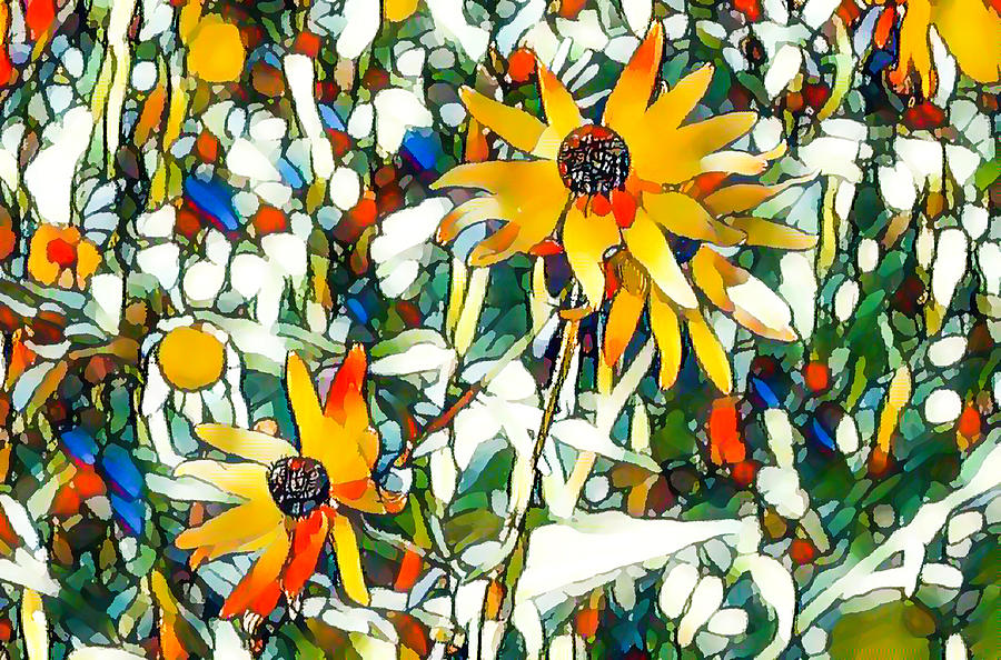Black Eyed Susan Flower 11 Painting by Jeelan Clark
