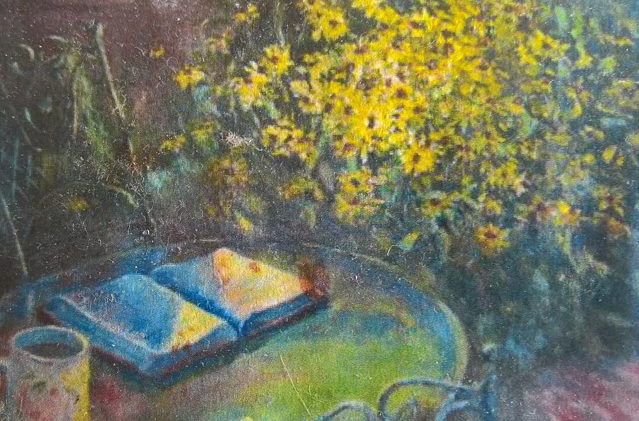 Black-Eyed Susans and Bible Study Painting by ML McCormick