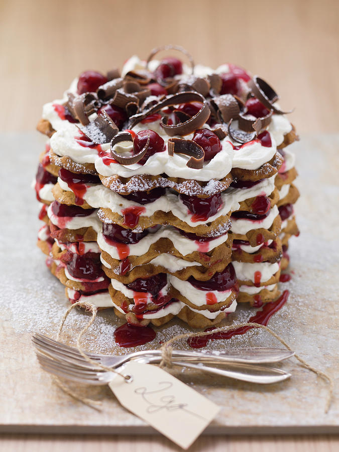 Black Forest Cherry Waffle Cake Photograph by Eising Studio