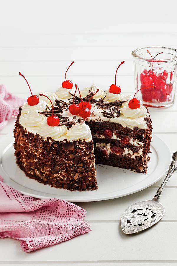 Black Forest Gateau, A Piece Removed Photograph by Andrew Young